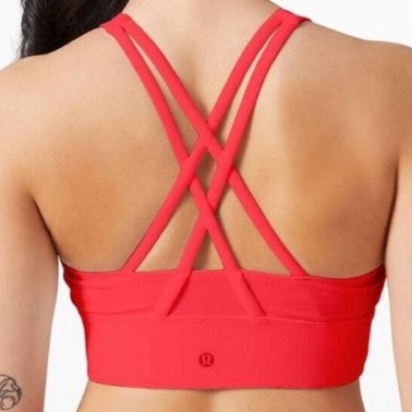 Lululemon’s “Carnation Red” 🦋 The Energy Sports Bra — High Neck — Ribbed 🦋 - Picture 2 of 7